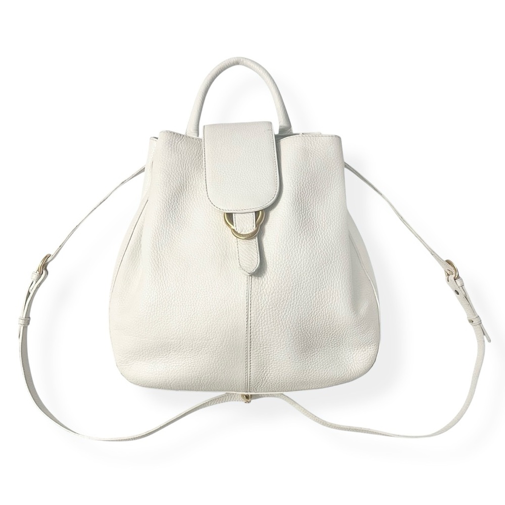 BALLY Vintage 80s Convertible White Leather Backpack Crossbody Bag Purse